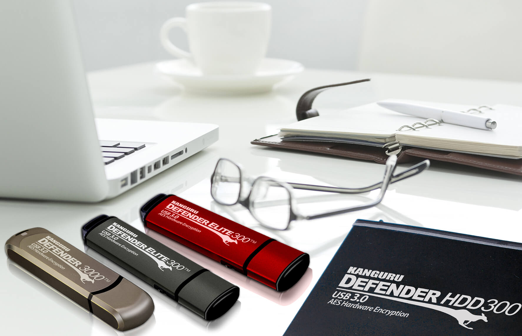 זיכרון נייד מוצפן (דיסק און קי) - Kanguru | KDF3000-64G | Defender 3000 | 64GB | USB 3.0 | FIPS 140-2 Level 3