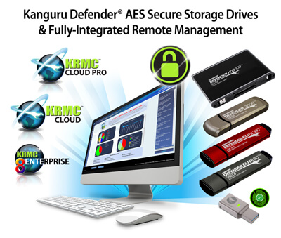 זיכרון נייד מוצפן (דיסק און קי) - Kanguru | KDFE30-16G | Defender Elite 30 | 16GB | USB 3.0 | AES 256-Bit Hardware Encryption