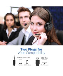 אוזניות + מיקרופון הכולל כפתור בית Mpow | MPPA071AB | M071 | USB Headset | PL