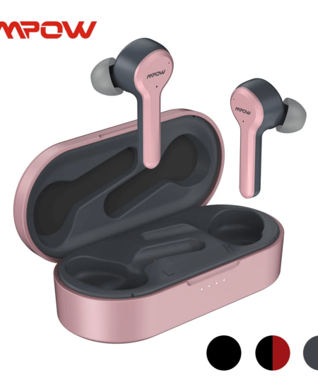 אוזניות תוך אוזן בלוטוס כולל מגע טאץ' ואפשרויות מגוונות באוזניה בצבע שחור-ורוד Mpow MPBH413AP M9 IPX8 TWS (4)
