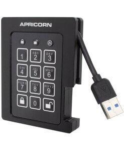 כונן חיצוני SSD מוצפן - Apricorn ASSD-3PL256-240F Aegis Padlock SSD 240GB USB 3.0 AES 256-Bit Hardware Encryption