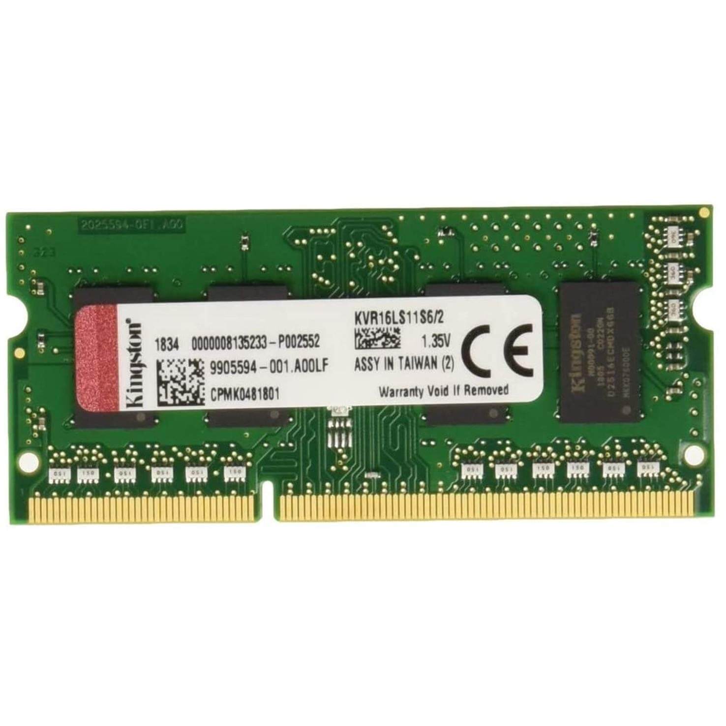 זיכרון למחשב נייד Kingston KVR16LS11/2 | 2GB | DDR3L | SO-DIMM | 1600Mhz