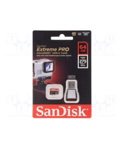 כרטיס זיכרון וקורא כרטיסים סאן דיסק - SanDisk 64GB Extreme PRO microSDXCUHS-II With Card Reader