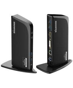 תחנת עגינה לתצוגה כפולה עם טעינה קדמית DIAMOND DS3900 USB3.0 USB-C HDMI DVI TYPE-C2