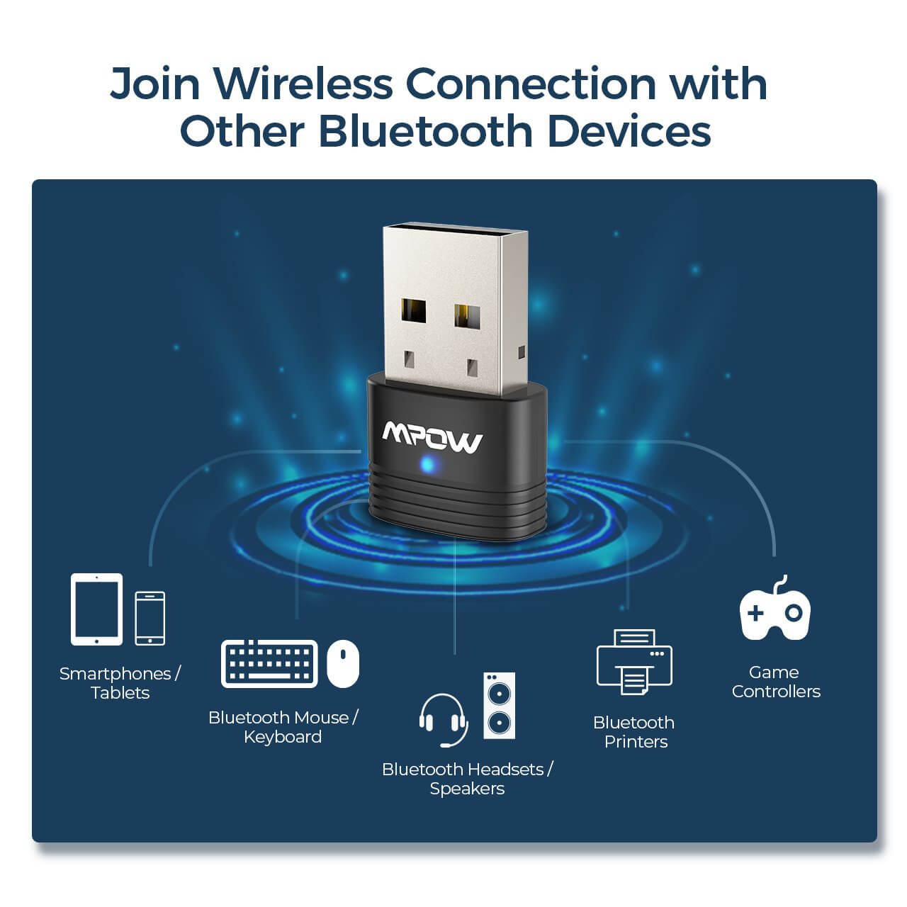 מתאם בלוטוס 5 מפאו Mpow | MPBH456AB | BH456A | Bluetooth 5.0 USB Adapter