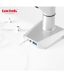 זרוע ארגונומית עם יציאות USB&AUX במעמד Loctek DLB511 Gas Spring Desktop 10- 30 One Monitor (2)