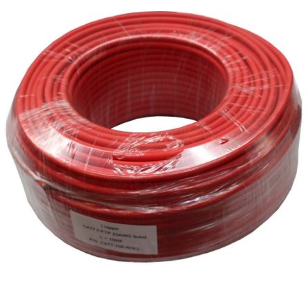 כבל רשת ישיר באורך 100 מטר בצבע אדום לוגר LUGGAR CAT7-100-ROLL