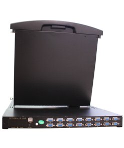 מגירה נשלפת לארון תקשורת LUGGAR HI-KVM16-17M LCD 17″ KVM 16 port wVGA connection (4)