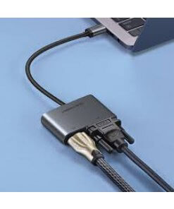 מתאם 2 חיבורים HDMI ו VGA נקבה ל Type-C זכר איכות 4K יוגרין UGREEN 50505
