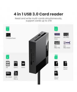 מתאם 4 חיבורים USB זכר ל SDTF Card נקבה יוגרין UGREEN 30333 4-in-1 USB 3.0 SDTF Card Reader (2)