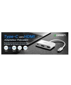 מתאם Type-C זכר ל 3 חיבורים נקבה יוגרין UGREEN 30377 HDMI USB Type-C (2)