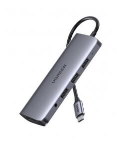 מתאם Type-C זכר ל 9 חיבורים נקבה יוגרין UGREEN 80133 9 Ports Type-C Hub USB HDMI VGA RJ45 SD Card TF Card AUX3 (1)