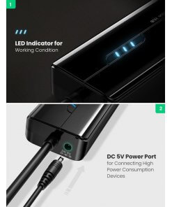 מתאם USB3.0 זכר ל 4 חיבורים יוגרין UGREEN 20265 USB3.0 Hub with Gigabit Ethernet (4)