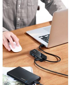 מתאם USB3.0 זכר ל 4 חיבורים יוגרין UGREEN 20265 USB3.0 Hub with Gigabit Ethernet (5)