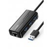 מתאם USB3.0 זכר ל 4 חיבורים יוגרין UGREEN 20265 USB3.0 Hub with Gigabit Ethernet (6)