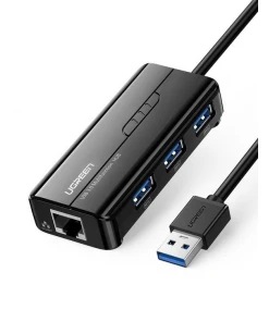 מתאם USB3.0 זכר ל 4 חיבורים יוגרין UGREEN 20265 USB3.0 Hub with Gigabit Ethernet (6)
