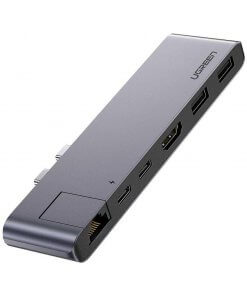 מתאם ל 6 חיבורים יוגרין UGREEN 50984 6 Ports Hub USB Type-C HDMI RJ45 AUX3 (3)
