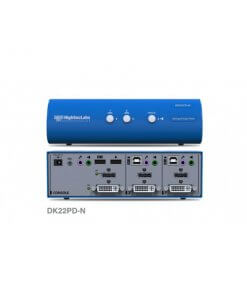 קופסת מיתוג 2 חיבורי DP + DVI עם חיבור מאובטח HighSecLabs CPN11422 DK22PD-N 2-Port DVI and DP Video Dual Head KVM switch