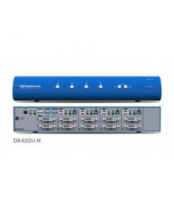 קופסת מיתוג חיבור DVI עם חיבור מאובטח HighSecLabs CPN11433 DK42DU-N 4-Port DVI-I Video Dual Head KVM switch