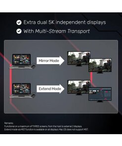 מתאם 8K Type-C ל- DisplayPort 1.4 כפול עם צג כפול MST בצבע שחור UNITEK V1407A (8)