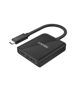 מתאם4K Type-C ל- DisplayPort 1.4 כפול עם צג כפול MST בצבע שחור UNITEK V1407A