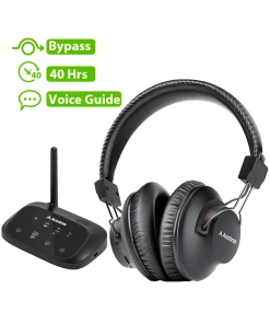 סט אוזניות Bluetooth לטווח ארוך כולל משדר לטלוויזיה Avantree | AV-BTHT-5009-BLK | HT5009