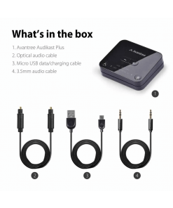 משדר כפול Bluetooth 5.0 עם בקרת עוצמת קול ישירה Avantree | AV-BTTC-418-P-BLK | Audikast Plus