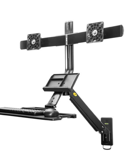 זרוע ישיבה ועמידה הידראולית ל 2 מסכים מחשב מקלדת ועכבר + 2 חיבורי טעינה NORTH BAYOU MC27-2A (2)