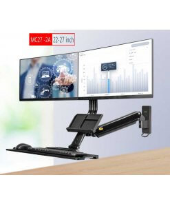 זרוע ישיבה ועמידה הידראולית ל 2 מסכים מחשב מקלדת ועכבר + 2 חיבורי טעינה NORTH BAYOU MC27-2A (3)