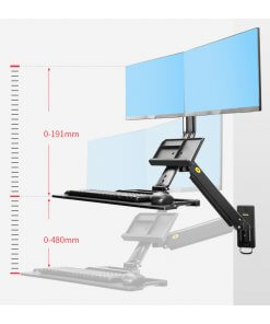 זרוע ישיבה ועמידה הידראולית ל 2 מסכים מחשב מקלדת ועכבר + 2 חיבורי טעינה NORTH BAYOU MC27-2A (4)