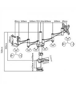 זרוע צג ל 2 מסכים ארגונומית דו-מפרקית גודל מסך עד 27 אינץ' NORTH BAYOU LDT02C024 (2)