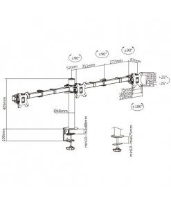 זרוע צג ל 3 מסכים ארגונומית דו-מפרקית גודל מסך עד 27 אינץ' NORTH BAYOU LDT33-CO36 (2)