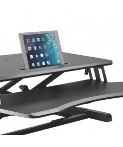 עמדת עבודה שולחנית הידראולית מתכווננת לנשיאת 2 מסכים מקלדת ועכבר NORTH BAYOU DWS28-01N (1)