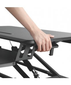 עמדת עבודה שולחנית הידראולית מתכווננת לנשיאת 2 מסכים מקלדת ועכבר NORTH BAYOU DWS28-01N (3)