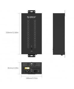 רכזת תעשייתית עם כבל נתונים ומתלה נשלף מפלדה 30 יציאות ORICO IH30P USB2 (4)