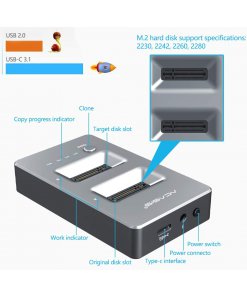 תחנת עגינה עבור 2 דיסקים NVMe עם פונקציית שכפול Acasis M03 (3)