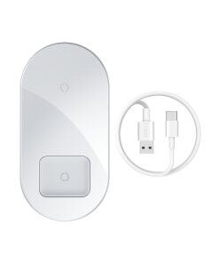 מטען אלחוטי PRO 2in1 הספק 18W לסמארטפון ואוזניות מטען צבע לבן Baseus WXJK-C02 PRO Wireless Charger (3)