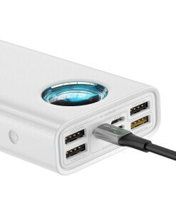 מטען נייד אלחוטי תצוגה דיגיטלית בצבע לבן Baseus PPLG-02 Amblight 30000MAH PD3.0 QC3.0 USB Type-C 33W (1)