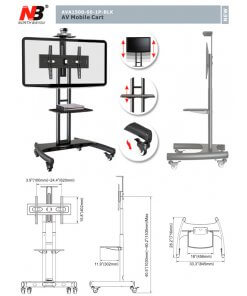 מעמד תלייה שולחני לטלוויזיה עם גלגלים גודל 37-70 אינץ' North Bayou Ava 1500-60 (2)