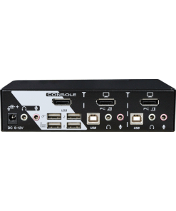 קופסת מיתוג 2 יציאות מתג 4K DisplayPort KVM עם USB, אודיו, בקרת מקשים חמים REXTRON PAAG-112 (2)