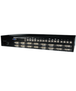 קופסת מיתוג 4 יציאות REXTRON IDM-Q104D VGA + DVI KVM LED Console Drawer Module