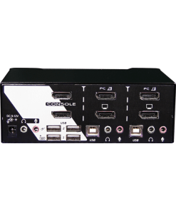 קופסת מיתוג 4 יציאות מתג 4K DisplayPort KVM עם USB2.0, אודיו, בקרת מקשים חמים REXTRON PADG-122 (2)