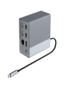 תחנת עגינה 12 חיבורים וחיבור Type-C בצבע כסוף HyperDrive HD-G212 GEN2 12-Port