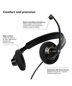 אוזניות מדונה סטריאו משולב בקרת שליטה מיקרופון מתכוונן לנוחות מרבית sennheiser SC60USB USB ML (3)