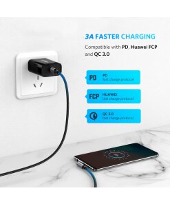 כבל מהיר Type-C ל PD הספק 60W אורך הכבל 1 מטר יוגרין UGREEN 50123 (3)