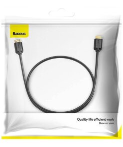 כבל נתונים ממתכת חיבור HDMI ל HDMI קצב רענון 30Hz באורך 3 מטר צבע שחור Baseus CAKGQ-C01
