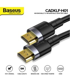 כבל נתונים ממתכת חיבור HDMI ל HDMI קצב רענון 60Hz באורך 1 מטר צבע שחור Baseus CADKLF-E01 4K (4)