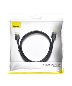 כבל נתונים ממתכת חיבור HDMI ל HDMI קצב רענון 60Hz באורך 3 מטר צבע שחור Baseus CADKLF-G01 4K (1)