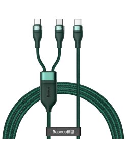 כבל נתונים ממתכת חיבור Type-C ל 2 יציאות Type-C הספק 100W באורך 1.5 מטר בצבע ירוק Baseus CA1T2-C06 (4)