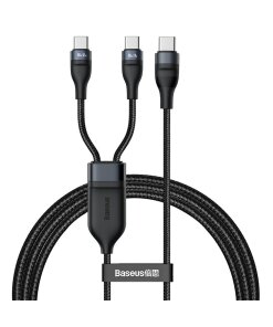 כבל נתונים ממתכת חיבור Type-C ל 2 יציאות Type-C הספק 100W באורך 1.5 מטר בצבע שחור Baseus CA1T2-C01 (4)